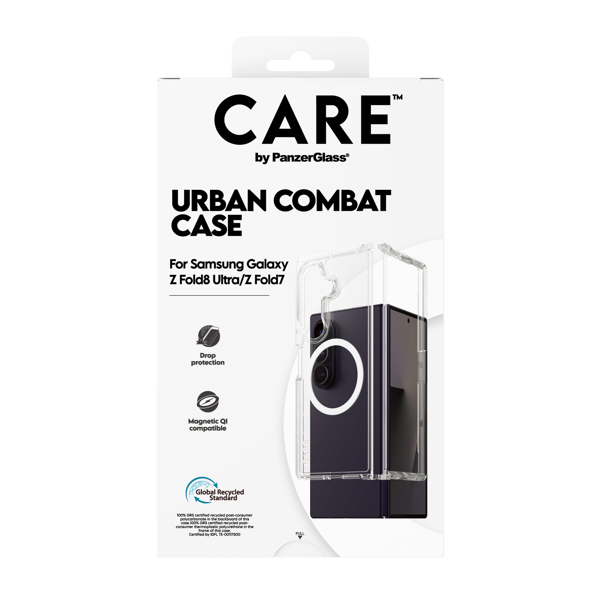 CARE™ by PanzerGlass® Urban Combat Case Transparent m. Weiss Qi Samsung Galaxy new Fold7 Ultra | Fold7
